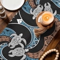 thumbnail image 3 of Polynesia Texture Table Runner - 36 Inch Long Retro Traditional Tribe Turtle Abstract Cotton and Linen Blended Dress Scarves Farmhouse Table Runner for Kitchen Dining, Coffee Table, 13" x 36", 3 of 8