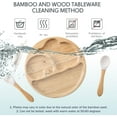 thumbnail image 3 of Suction Plates for Baby Toddler, Bamboo Divided Platter Feeding Dishes with Silicone Fork Spoon, All-Natural Baby Food Plate Stays for Baby-Led Weaning, Non-Slip Design, 3 of 7