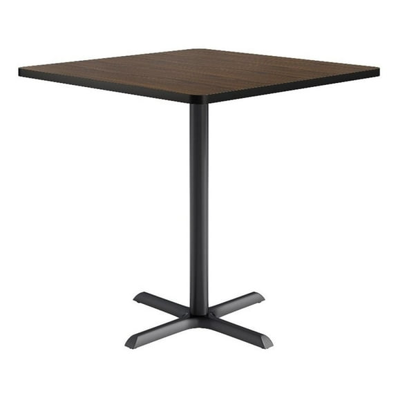 KFI Studios 42in Square Dining Table - 42in H - Walnut Top - Black Base