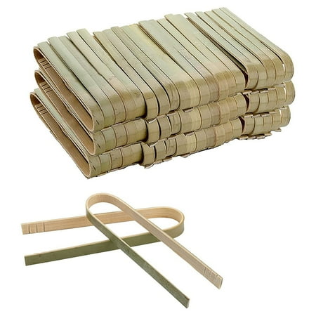 

Xigeapg 120 Pack Mini Bamboo Tongs 4 Inch Disposable Tongs Eco-Friendly Mini Disposable Bamboo Utensils Toast Tongs