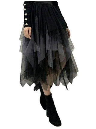 Lady Mesh Skirts Ruffle Frill Asymmetrical High Elastic Waist Fairy Lolita  Skirt