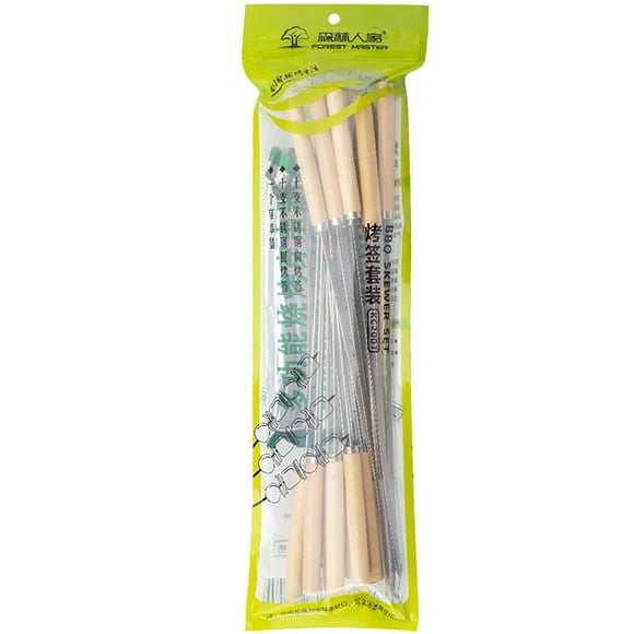 Skewers Stainless Steel,Stainless Steel Wipes,Bbq Stainless Steel Barbecue Stick Set Flat Barbecue Lamb Skewer Round Steel Needle Wood Handle Barbecue Stick,Stainless Steel Skewers