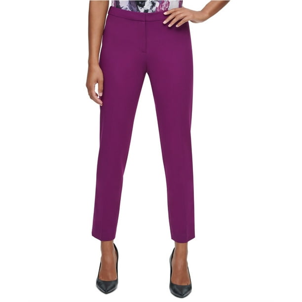 Calvin Klein Womens Highline Skinny Dress Pants, Purple, 4P 