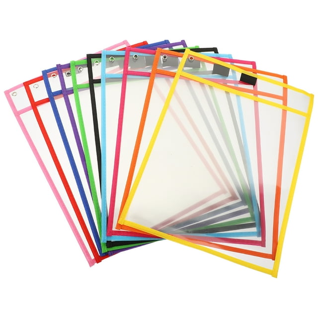 10 Pcs Poches Effaçables à Sec Réutilisables pour Centre d'Art à Domicile 13.8x9.8in