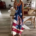 thumbnail image 2 of Vestido largo de playa ajustado con estampado de rayas sin mangas con cuello en V y cintura media a la moda para mujer del Día de la Independencia Pompotops  ghjkhdj8466, 2 of 5