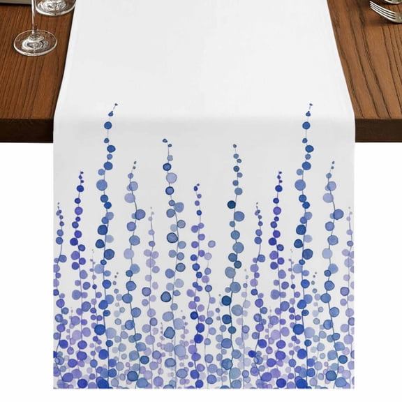 Table Runners 108 Inches Long Dress Scarves, Purple Blue Polka Dots Farmhouse Coffee/Dining/Kitchen Table Runner for Living Room, Watercolor Abstract Art 13x108 Inch