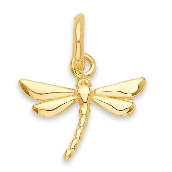 Golden Fire Solid 10k Gold Dragonfly Charm - Symbolic Jewelry Gifts for Women