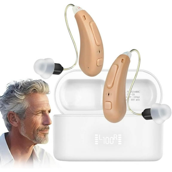 Hearing Aids for Seniors, Rechargeable OTC Hearing Aid Noise Cancelling 16 Channels Nearly Invisible Receiver-in-Canal,3 Modes, 6 Levels of Volume Adjustment