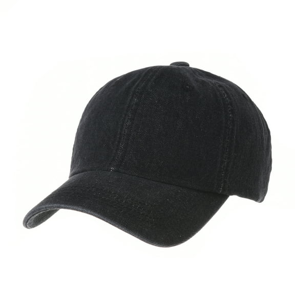 WITHMOONS Denim Baseball Cap Plain Washed Low Profile Stitch KR1615 (Black)