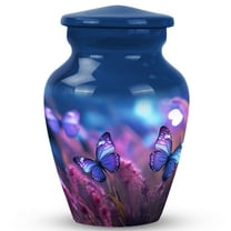 Butterfly On Purple Meadow - Keepsake Urns For Ashes Small - Ash Urns For Humans - 3 Inch - Pack Of 1 - Urns For Ashes Adult Female Mom, Burial Urns For Adult Human, Cremation Urns For Adults