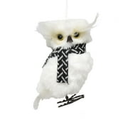 Holiday Time Simple Season White Adorable Fur Owl With Scarf Decorative Accents Ornament