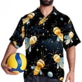 thumbnail image 4 of Starry Bees in the Sky Men's Short Sleeve Spread Collar Poplin Shirt, Casual Printed Button Down Summer Beach Tops for Men, Unisex Comfortable Shirts, 4 of 6