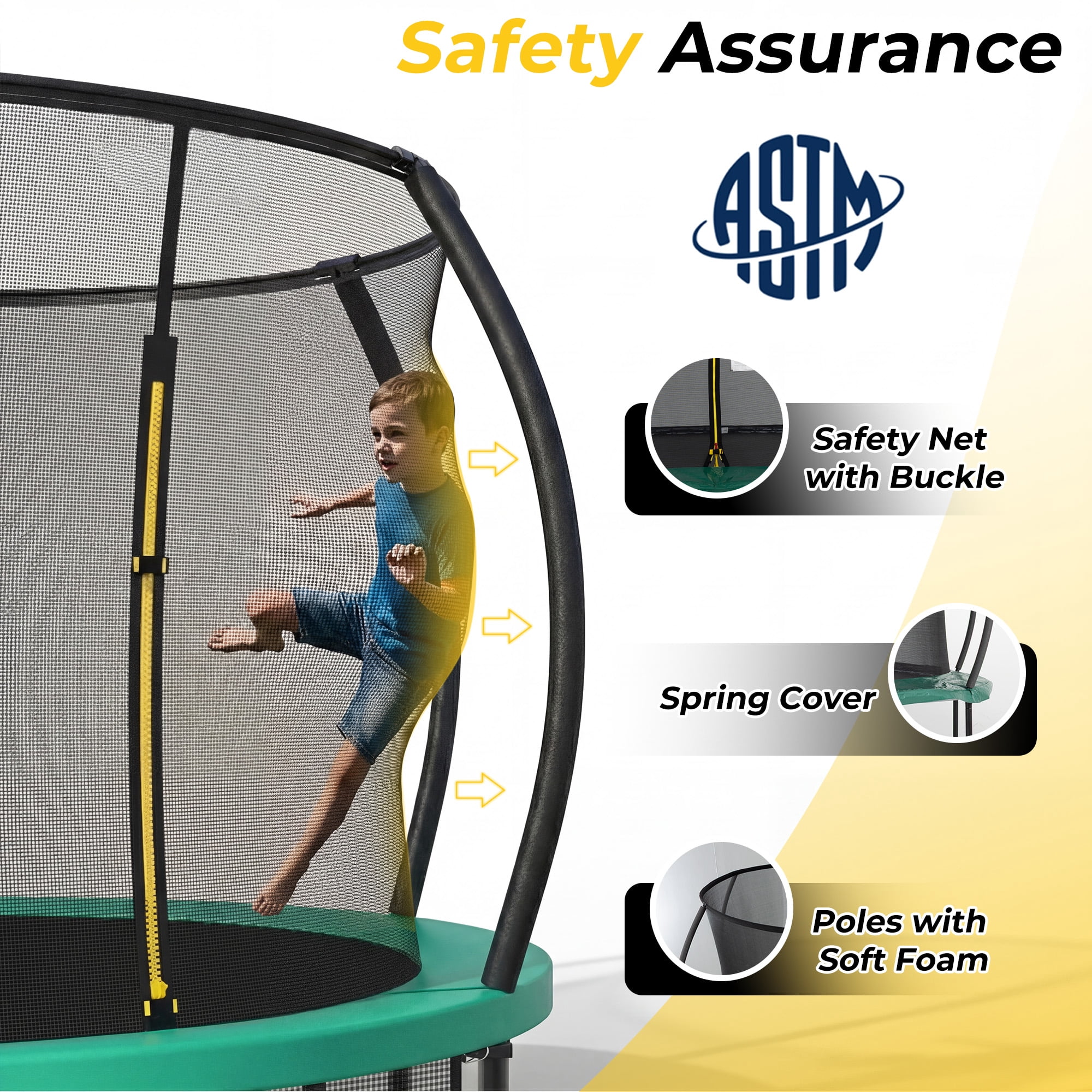 Mersco 14ft Trampoline for Kids and Adults, Pumpkin Outdoor Trampoline with Basketball Hoop,Enclosure Net and Storage Bag, Trampoline SPACE for Boys and Girls Birthday Gifts,Green