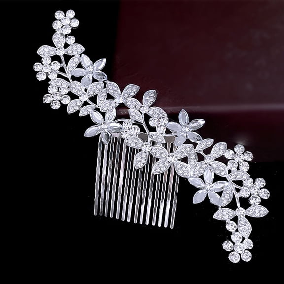 LOLIPPYY Wedding Hair Comb in Silver with Sparkling Rhinestones Bridal Hairpiece for Special Occasions