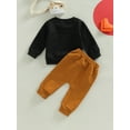 thumbnail image 4 of Toddler Baby Boy Valentine's Clothes Set Cute Letter Printed Long Sleeve Crewneck Sweatshirt Top Casual Jogger Pants Outfits (Steal Luck, 18-24 Months), 4 of 5