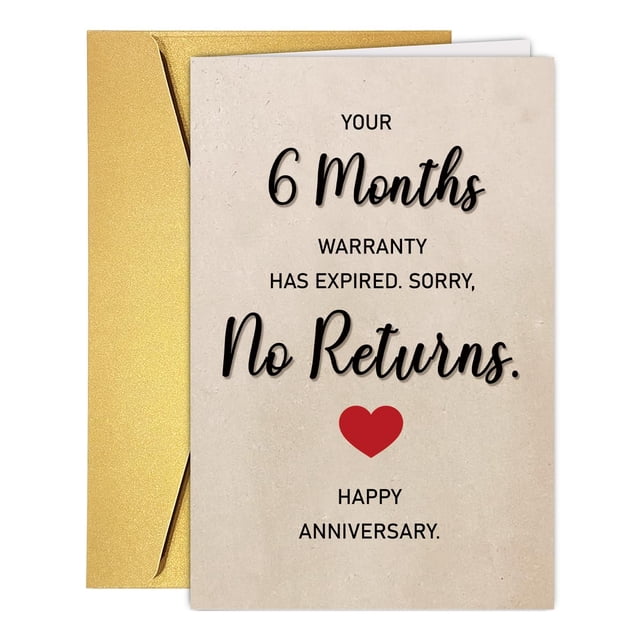 Tarjeta de aniversario RPJIEKINXU divertida de 6 meses para marido y mujer