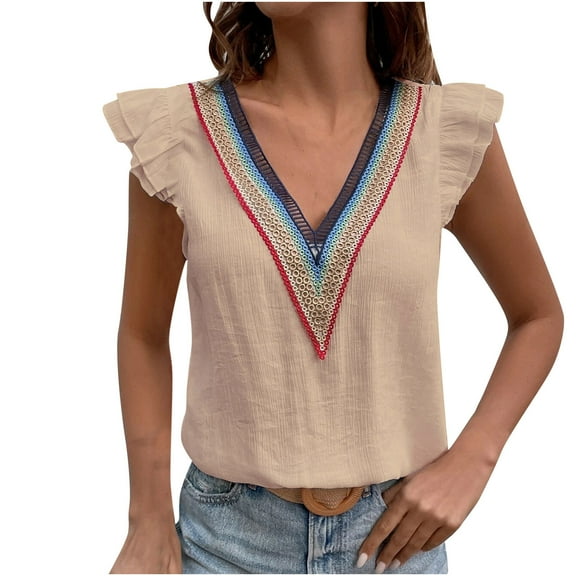 XWSHYW Womens Clothes Women's Shirts , V Neck Tops Short Sleeve Shirts Casual Solid Tunic Tops Comfortable Breathable, Sizes S-XL