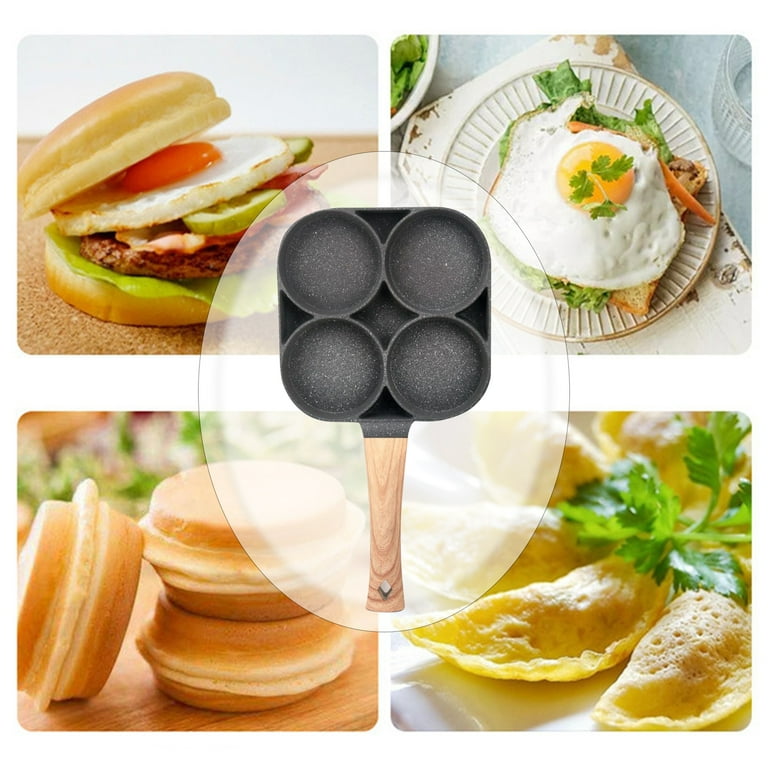 Bobikuke Fried Egg Pan, Egg Frying Pan 4 Cups Egg Poacher Pan Nonstick Mini  Pancake Pan Burger Maker for Breakfast, Aluminum Alloy (Black) - Yahoo  Shopping