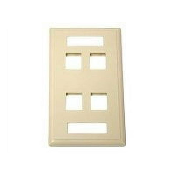 C2G Premise Plus Multimedia Keystone Wall Plate - Mounting plate - ivory - 1-gang - 4 ports
