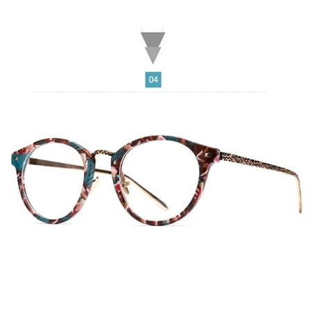 YOOSKE Retro Round Eyeglasses Women Fashion Flower Frame Glasses Men 2019 Vintage Clear Lens Glasses Optical Spectacle (Best Eyeglass Frames 2019)
