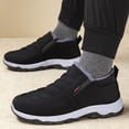 thumbnail image 2 of Men's Slip On Black Ankle Boots Arch Support Fleece Lined Snow Booties Winter Warm Non Slip Work Shoes, 2 of 6