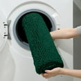thumbnail image 6 of 3 Pieces Bathroom Rugs, Ultra Soft Non Slip Absorbent Chenille Toilet Bath Mat Set (Dark Green), 6 of 6