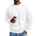 thumbnail image 2 of Men's Crewneck Sweatshirt Solid Color Pullover Top with Chest Pocket Relaxed Fit Casual Fall Sweatshirts, 2 of 6