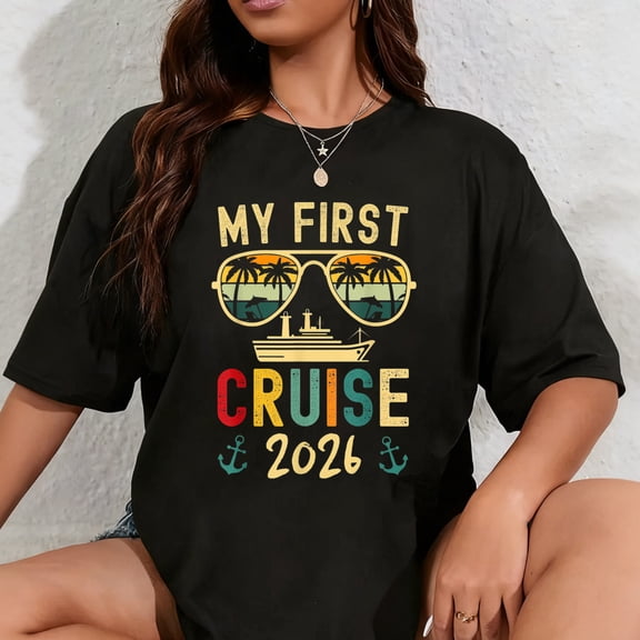 100% Cotton My First Cruise 2026 Matching Family Cruise Vacation Trip T-Shirt