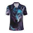 thumbnail image 2 of Daiia Purple Sky Wolf Pattern Men’s Polo Shirts,Solid Deck Shirt,Classic Fit, Breathable Cotton Polo for Casual and Sport Wear-Large, 2 of 7