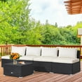 Gymax 5PCS Patio Outdoor Rattan Sofa Conversation Set for Backyard w
