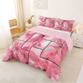 thumbnail image 3 of jejeloiu Pink Marble Patchwork Art Full Size Comforter Sets Kids,Abstract Print Bedding Sets,Reversible,3-Piece, 3 of 8