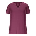 thumbnail image 3 of ECZHAW Womens Tops Summer Short Sleeve V Neck Blouses Business Casual Loose Fit Tshirts Trendy Fashion Outfits, 3 of 5