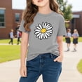 thumbnail image 5 of Girls Casual Short Sleeve T-Shirt 100% Cotton Kids' Daisy Print Top for Girls Ages 4-12 | Soft Crewneck Tee for School & Play | Gray,Size 9 T, 5 of 9