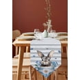 thumbnail image 2 of Easter Rabbit Triangle Table Runners Long Dresser Scarves Table Decoration for Wedding Party/Graduation Ceremony/Banquet Blue Flower Grey White Stripes Retro Lattice, 2 of 7