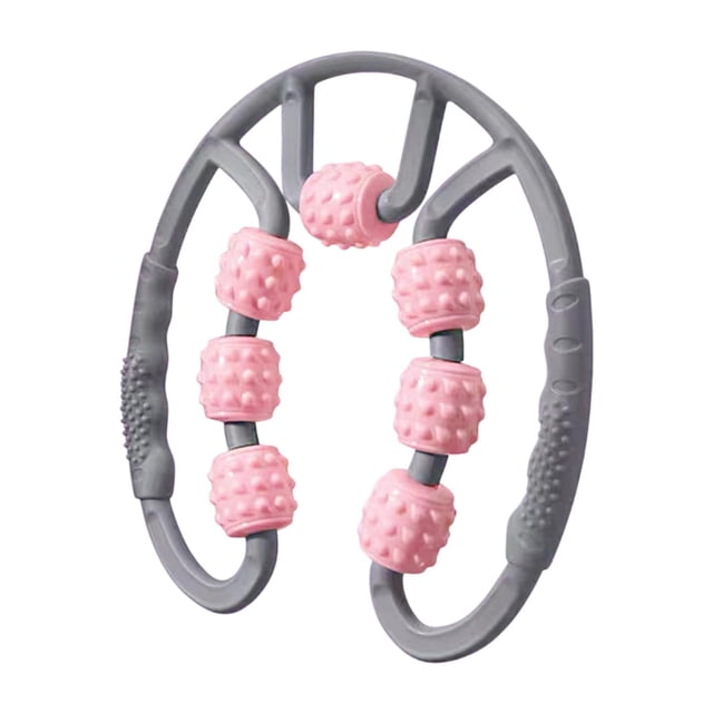 Rodillo muscular para piernas ador 7 ruedas Rollador de pierna portátil Herramienta de de rodillo de pata para el golfista Elbow ternero Gris y rosa