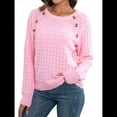 thumbnail image 3 of Suéteres de Punto Casuales para Mujer, Jerseys de Larga con Cuello Redondo Rosa L, 3 of 10
