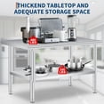 thumbnail image 3 of EastVita Stainless Steel Table 72 x 24 inches Heavy Duty Commercial Work Prep Table with Adjustable Undershelf Backsplash for Restaurant Kitchen Bar and Hotel Garage, 3 of 7