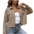 thumbnail image 4 of Enjoytime Cropped Jackets for Women Lapel Long Sleeve Button Down Shacket Fall Fashion Lightweight Trendy Casual Outerwear, 4 of 8