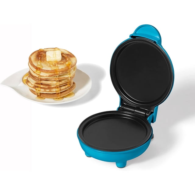 Mini Pancake Maker - 4" Non-Stick Cooking Surface - Easy to Use & Clean - Blue - 300W
