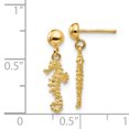 thumbnail image 3 of 14k Yellow Gold Small Seahorse Dangle Earrings Drop Animal Sea Life, 3 of 7