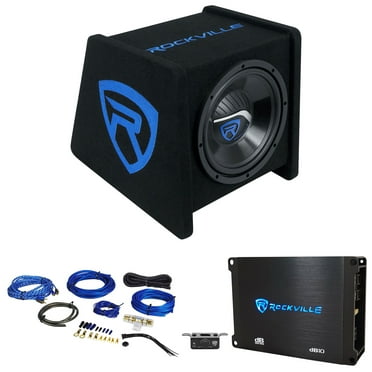 Rockville RV10P 10" 500w Subwoofer Vented Sub Enclosure Box Amplifier Amp Kit