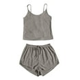 thumbnail image 2 of Wyongtao Women Satin Pajamas Silk Sleeveless Pjs Set Soft Camisole Tops and Shorts with Pockets,Gray L, 2 of 6
