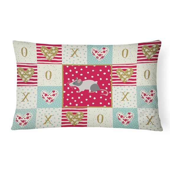 Carolines Treasures CK5451PW1216 Japanese Mouse Love Canvas Fabric Decorative Pillow, Red, 12H x16W, multicolor