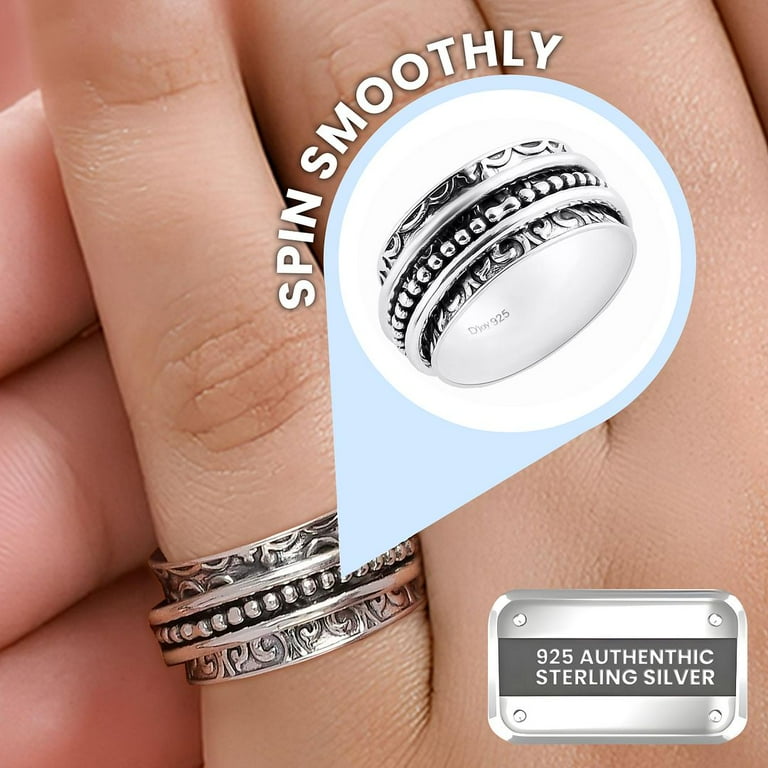 Shop LC Anxiety Ring for Women 925 Sterling Silver Spinning