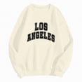 thumbnail image 4 of Towmus Women Long Sleeve Los Angeles Sweatshirts Casual Long Sleeve Raglan Shirts Cool Letter Print Pullover Tops, 4 of 5