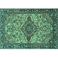 thumbnail image 1 of Ahgly Company Machine Washable Indoor Rectangle Medallion Turquoise Blue Traditional Area Rugs, 2' x 5', 1 of 4