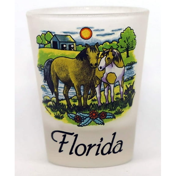 Florida Horses Frosted Collector's Souvenir shot glass