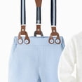 thumbnail image 5 of 9-12 Months Infant Baby Boy 3Pcs Long Sleeves Gentleman Outfit Clothes Sets With Hat 0 3 6 9 12 18 Months Formal Bowtie Romper Suspender Pants Wedding Dress Suits Newborn Outfits Set,Blue, 5 of 5