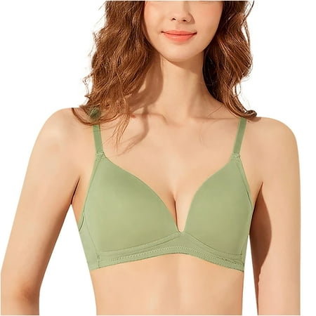 

YWDJ Comfortable Bras for Women Lightweight Bra Seamless Small Chest No Steel Ring Cup Underwear Green XXXXL