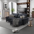thumbnail image 7 of Linor Cloud Couch with Ottoman, Velvet and Wood Deep Seat Sectional Sofa, Deep Gray, 7 of 7